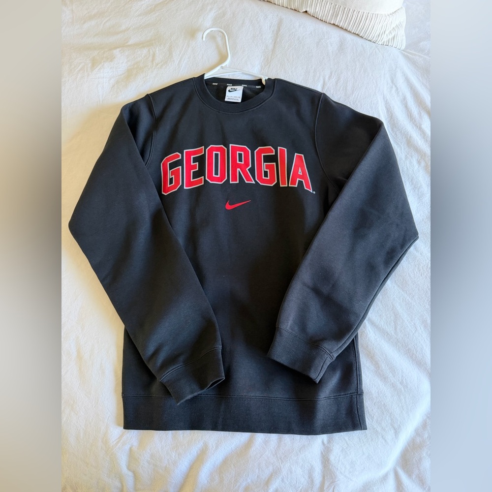Nike Women’s Black Crewneck Sweater with Red Georgia Logo